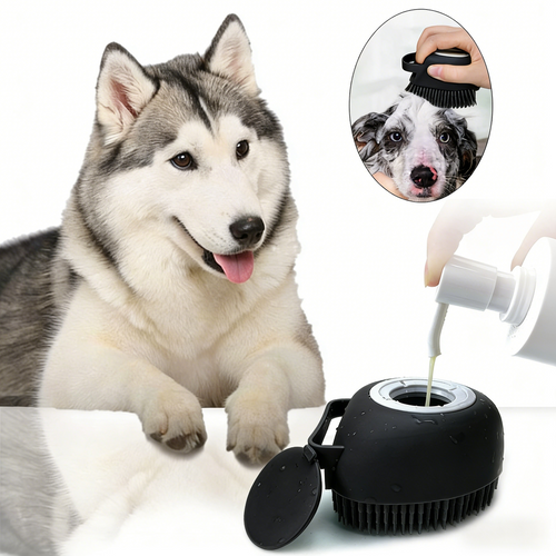 2-in-1 Pet Bath Brush with Built-in Shampoo Dispenser