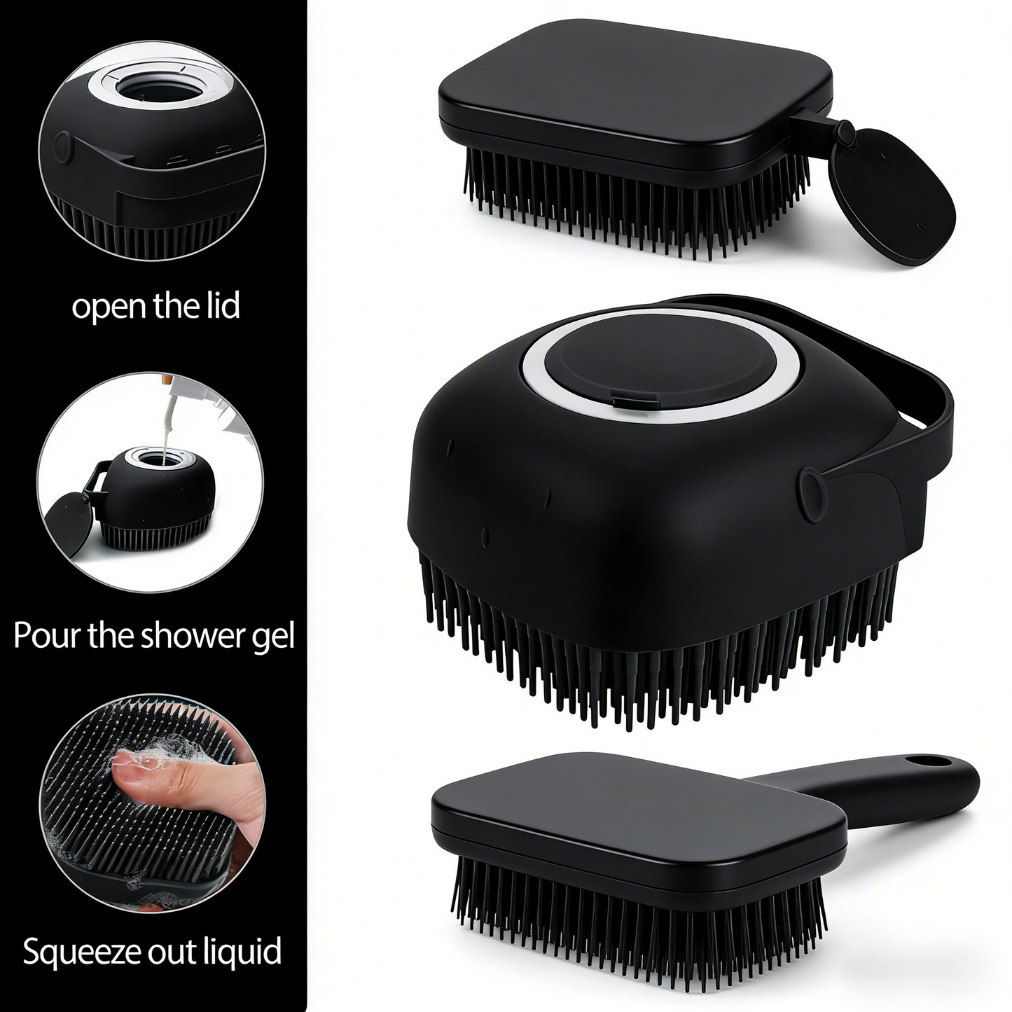 2-in-1 Pet Bath Brush with Built-in Shampoo Dispenser