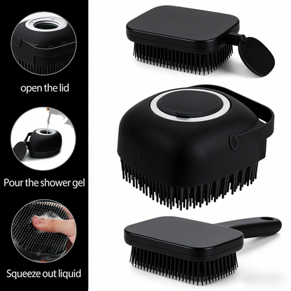 2-in-1 Pet Bath Brush with Built-in Shampoo Dispenser