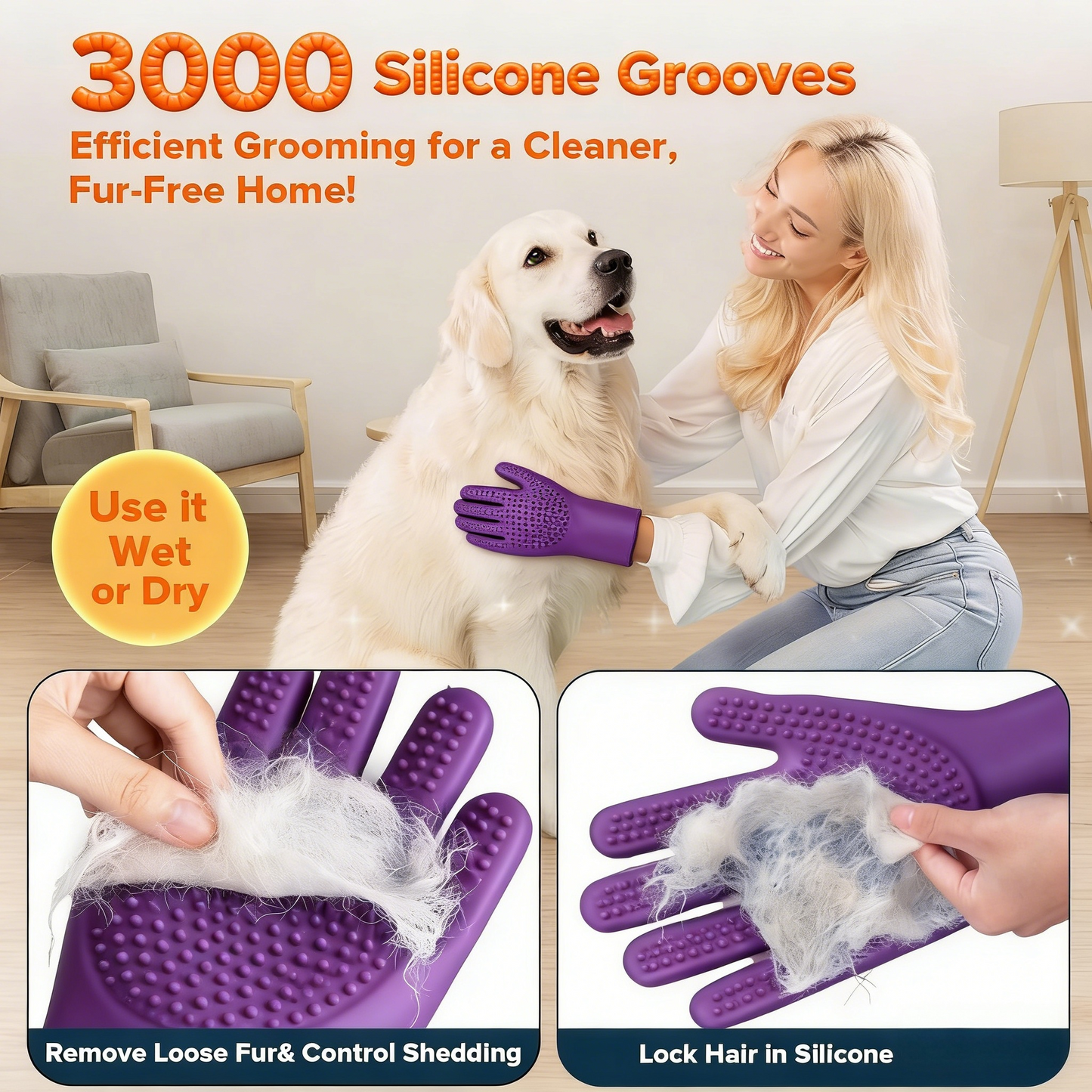 Multi-Functional Pet Grooming & Bath Glove Set