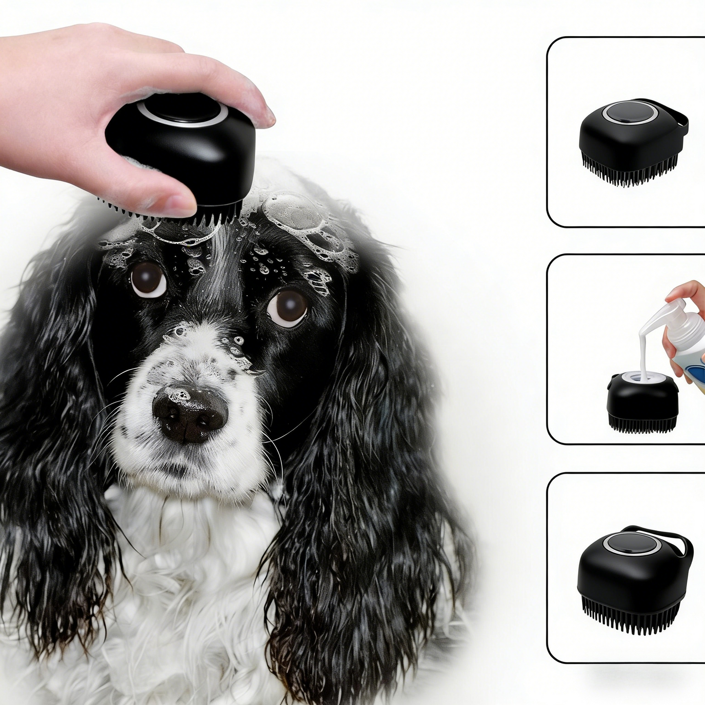 2-in-1 Pet Bath Brush with Built-in Shampoo Dispenser