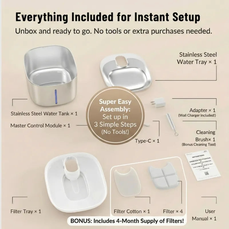 Wireless Pet Fountain – Pure, Filtered & Perfectly Warm